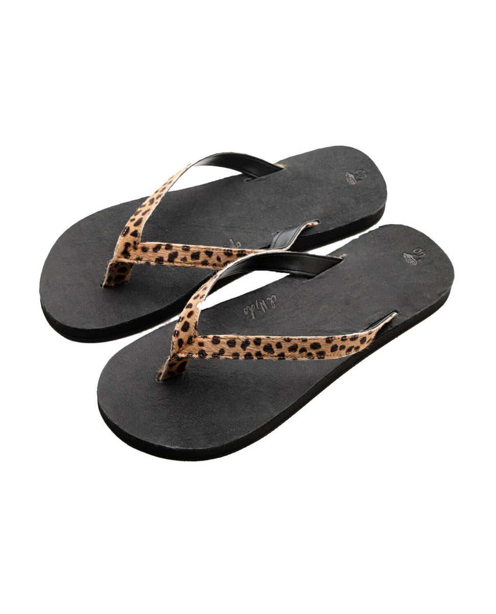 el Nido flips Nubuck with Hair Calf Sandals -BLACK×LEOPARD-