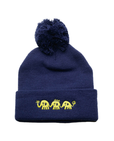 安齋肇×SANZOU POM POM BEANIE -NAVY×Yellow-